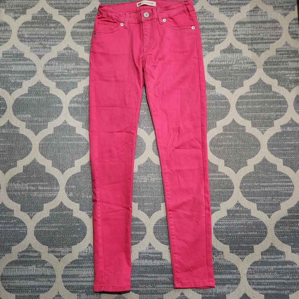 Levi's 710 Super Skinny Jeans Girls 10 R Hot Pink Adjustable Waist Stretch